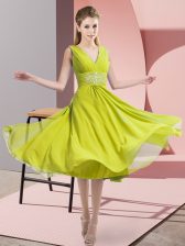 Fancy Sleeveless Side Zipper Knee Length Beading Quinceanera Dama Dress