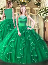 On Sale Turquoise Scoop Side Zipper Beading and Ruffles Sweet 16 Dresses Sleeveless