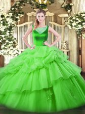 Best Sleeveless Floor Length Beading and Pick Ups Side Zipper Sweet 16 Dress