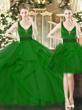 Dynamic Sleeveless Beading and Ruffles Lace Up Quinceanera Dresses