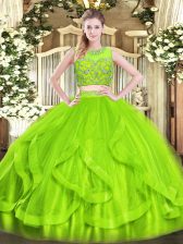  Floor Length Zipper Quince Ball Gowns for Military Ball and Sweet 16 and Quinceanera with Beading and Ruffles