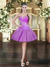 Beautiful Mini Length Ball Gowns Sleeveless Lavender Prom Party Dress Lace Up