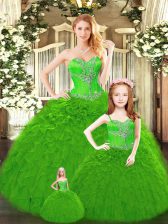  Beading and Ruffles Quinceanera Dresses Lace Up Sleeveless Floor Length