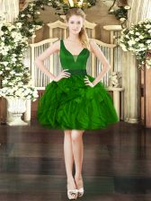  Dark Green Sleeveless Organza Lace Up Prom Evening Gown for Prom and Party