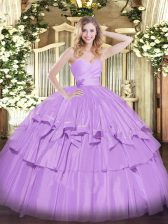  Floor Length Lavender Vestidos de Quinceanera Sweetheart Sleeveless Lace Up