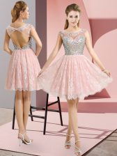  Cap Sleeves Backless Mini Length Beading 