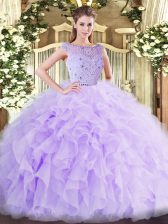  Floor Length Ball Gowns Sleeveless Lavender Quinceanera Gown Zipper