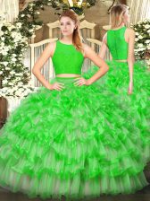  Tulle Sleeveless Floor Length 15th Birthday Dress and Ruffled Layers