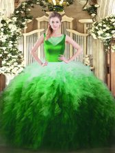New Style Sleeveless Beading and Ruffles Side Zipper Quinceanera Gowns
