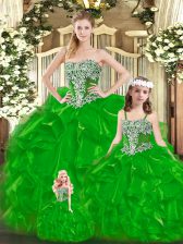  Organza Sleeveless Floor Length Sweet 16 Dresses and Beading and Ruffles