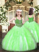 Enchanting Sleeveless Beading and Ruffles Lace Up Kids Formal Wear