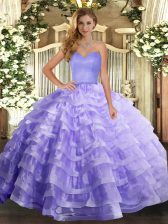  Sweetheart Sleeveless Lace Up Ball Gown Prom Dress Lavender Organza