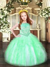 Exquisite Sleeveless Beading and Ruffles Zipper Pageant Dresses