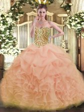  Sleeveless Beading and Ruffles Lace Up Sweet 16 Quinceanera Dress