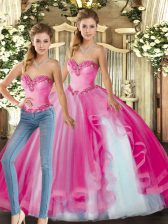  Baby Pink Organza Lace Up Sweetheart Sleeveless Floor Length Quinceanera Gown Ruffles