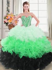 Exquisite Ball Gowns Vestidos de Quinceanera Multi-color Sweetheart Organza Sleeveless Floor Length Lace Up