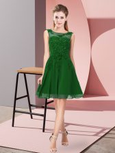 Popular Chiffon Sleeveless Knee Length Dama Dress and Appliques