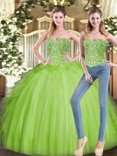 Adorable Sleeveless Beading and Ruffles Floor Length Vestidos de Quinceanera