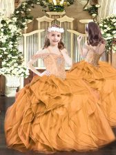  Floor Length Orange Red Pageant Dresses Off The Shoulder Sleeveless Lace Up