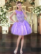 Sweet Sleeveless Beading and Ruffles Lace Up 