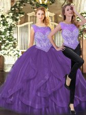  Sleeveless Beading and Ruffles Zipper 15 Quinceanera Dress