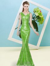 New Style Mermaid Sequined Asymmetric Sleeveless Sequins Floor Length Zipper Prom Dress