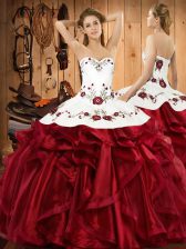  Sweetheart Sleeveless Organza Sweet 16 Dresses Embroidery and Ruffles Lace Up