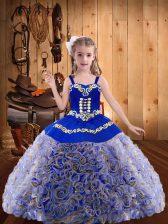  Sleeveless Embroidery and Ruffles Lace Up Pageant Gowns