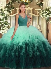 Decent Ruffles 15 Quinceanera Dress Multi-color Backless Sleeveless Floor Length