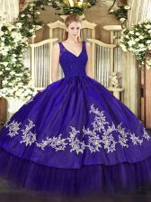 Custom Made Sleeveless Zipper Floor Length Beading and Appliques Sweet 16 Dress