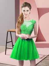  Appliques Green Zipper Sleeveless Mini Length
