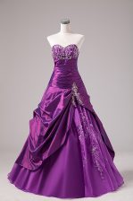  Sweetheart Sleeveless Lace Up Ball Gown Prom Dress Eggplant Purple Organza