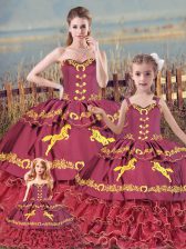  Satin and Organza Sleeveless Floor Length Sweet 16 Quinceanera Dress and Embroidery and Ruffled Layers
