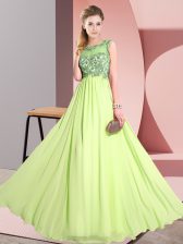  Scoop Sleeveless Chiffon Damas Dress Beading and Appliques Backless