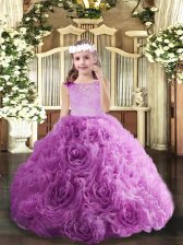  Lilac Sleeveless Fabric With Rolling Flowers Zipper Pageant Dress for Womens for Party and Wedding Party