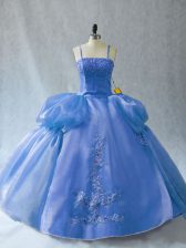 Top Selling Blue Sleeveless Appliques Floor Length Vestidos de Quinceanera