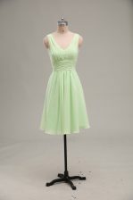 Unique Mini Length Yellow Green Prom Dresses V-neck Sleeveless Zipper