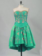  Turquoise Lace Up Sweetheart Embroidery Homecoming Dress Sleeveless