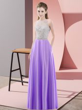 Ideal Beading Lavender Backless Sleeveless Floor Length