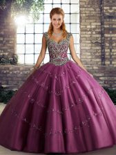 Best Sleeveless Beading and Appliques Lace Up Quince Ball Gowns