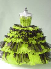  Organza Sleeveless Vestidos de Quinceanera and Beading