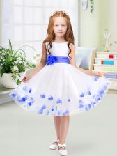  White Sleeveless Tulle Zipper Flower Girl Dress for Wedding Party