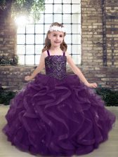 Wonderful Sleeveless Beading and Ruffles Lace Up Girls Pageant Dresses