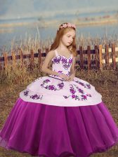  High Low Ball Gowns Sleeveless Fuchsia Glitz Pageant Dress Lace Up