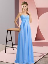  Chiffon Sweetheart Sleeveless Lace Up Beading in Blue