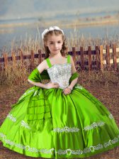 Dramatic Sleeveless Beading and Embroidery Lace Up Child Pageant Dress