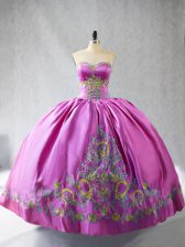 Deluxe Rose Pink Sleeveless Satin Lace Up Vestidos de Quinceanera for Sweet 16 and Quinceanera