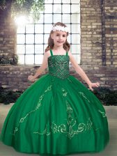 Stunning Tulle Sleeveless Floor Length High School Pageant Dress and Beading