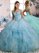  Organza Sleeveless Floor Length Sweet 16 Dresses and Beading and Ruffles