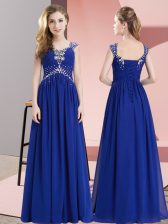 Best Selling Chiffon Sleeveless Floor Length Homecoming Dress and Beading